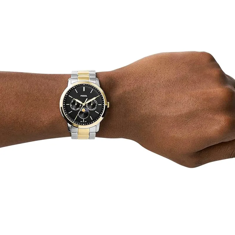 Fossil Neutra Moonphase Two-Tone Black Dial Men's Watch- FS5906